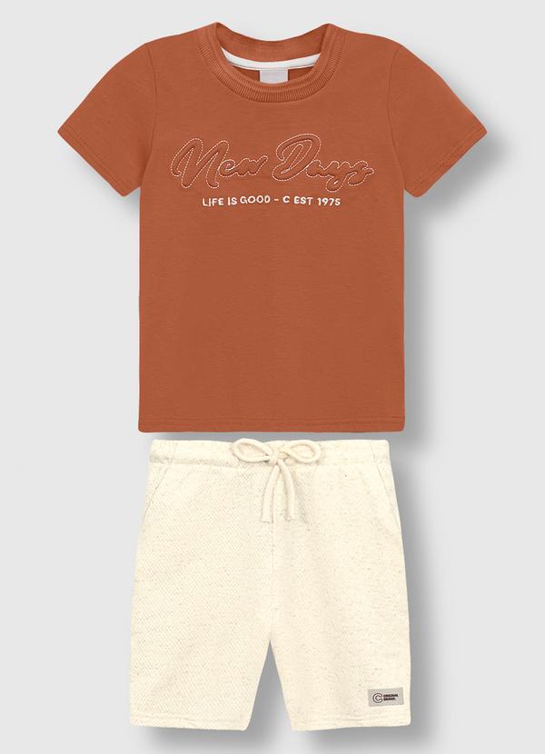 Conjunto Life Is Good em Moletinho Marrom