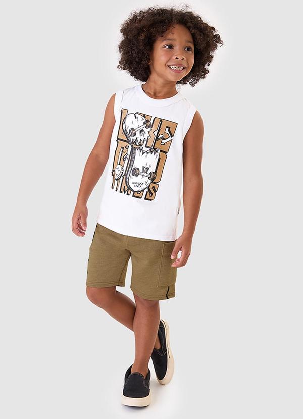 Vista 2 Conjunto Like Old Times em Moletinho Branco Malwee Kids Malwee Kids