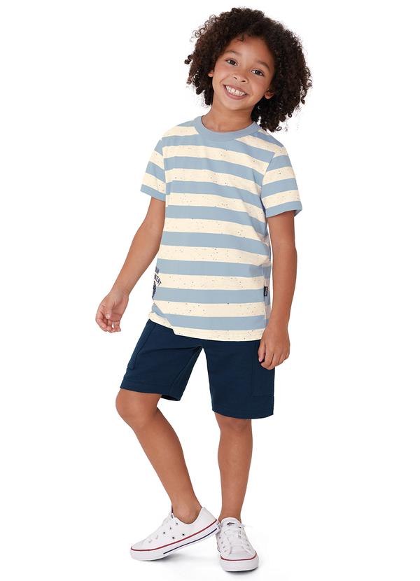 Conjunto Listrado com Moletinho Azul