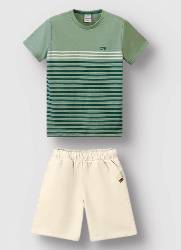 Conjunto Listrado Verde Menta