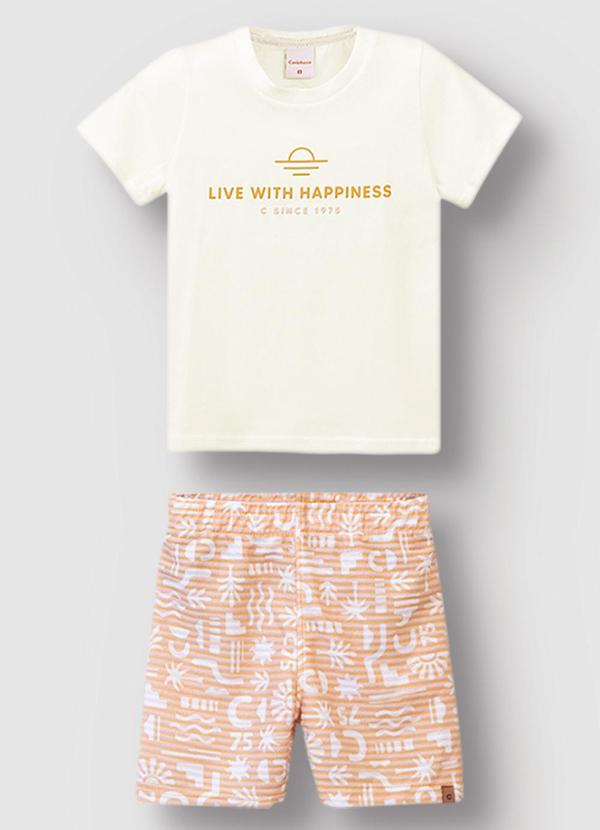 Vista 2 Conjunto Live With Happiness Off White Carinhoso Carinhoso