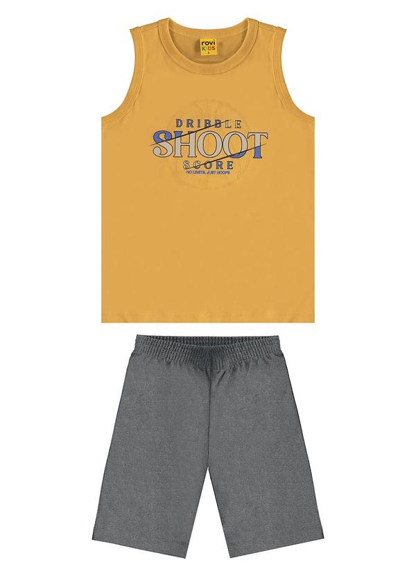 Vista 2 Conjunto Machão c/ Bermuda em Meia Malha Amarelo Rovi Kids Rovi Kids