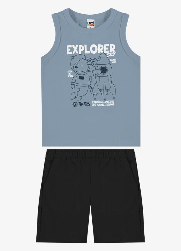 Conjunto Machão com Bermuda Infantil Azul
