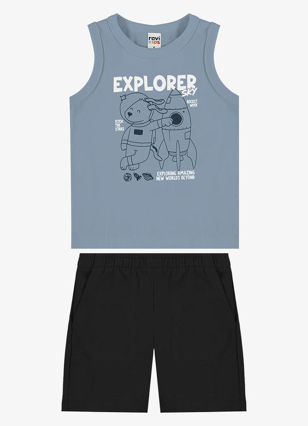 Conjunto Machão com Bermuda Infantil Azul
