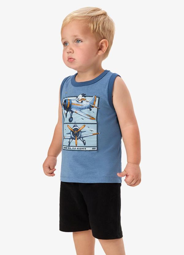 Conjunto Machão com Bermuda Infantil Azul