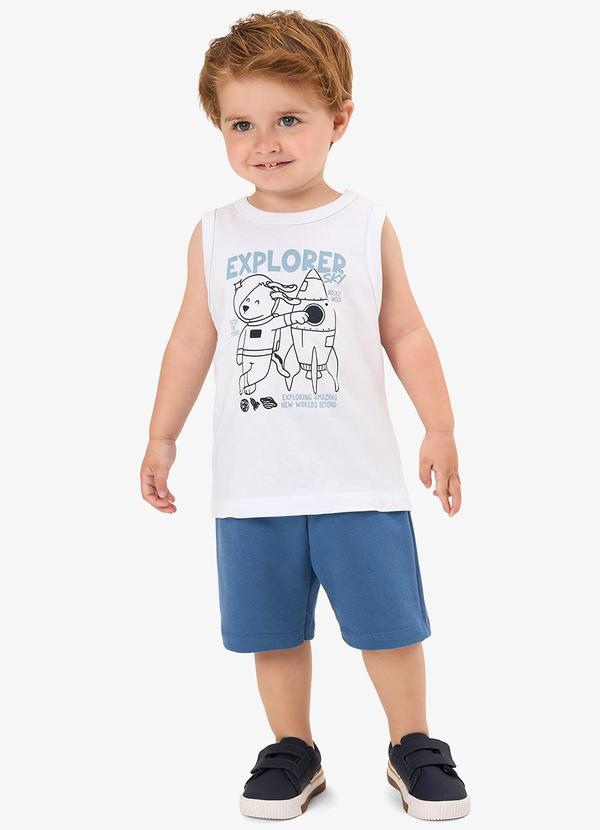 Conjunto Machão com Bermuda Infantil Branco