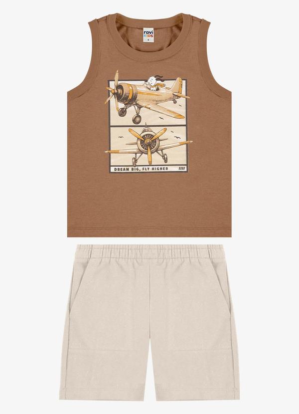 Conjunto Machão com Bermuda Infantil Marrom