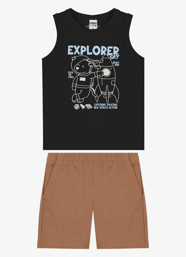 Conjunto Machão com Bermuda Infantil Preto