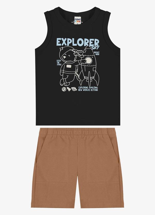 Conjunto Machão com Bermuda Infantil Preto