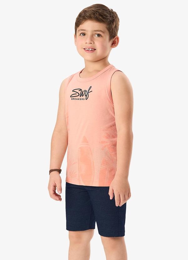 Conjunto Machão com Bermuda Infantil Rosa