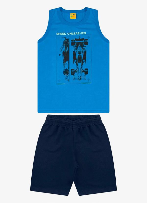 Vista 2 Conjunto Machão com Bermuda Masculino Azul Rovi Kids Rovi Kids