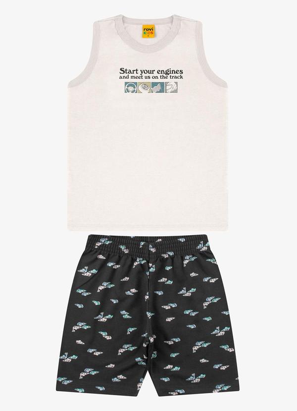 Vista 2 Conjunto Machão com Bermuda Masculino Bege Rovi Kids Rovi Kids