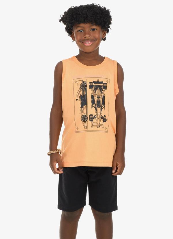 Vista 2 Conjunto Machão com Bermuda Masculino Laranja Rovi Kids Rovi Kids