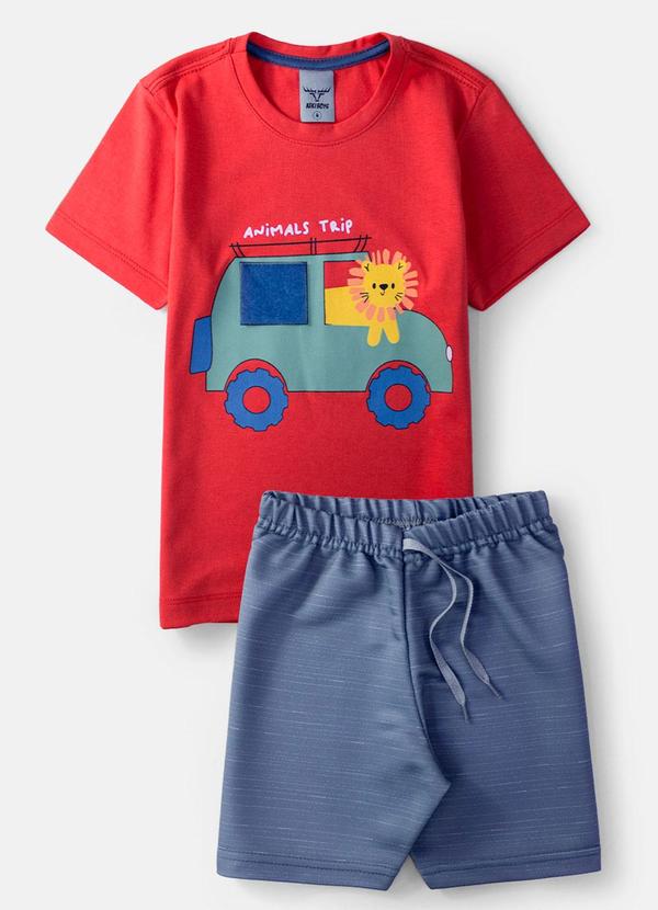 Vista 2 Conjunto Masculino Animals Trip Vermelho Keki Boys Keki Boys