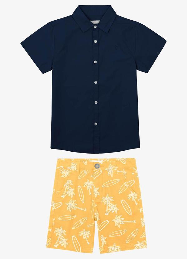 Conjunto Masculino Blusa Polo e Bermuda Azul