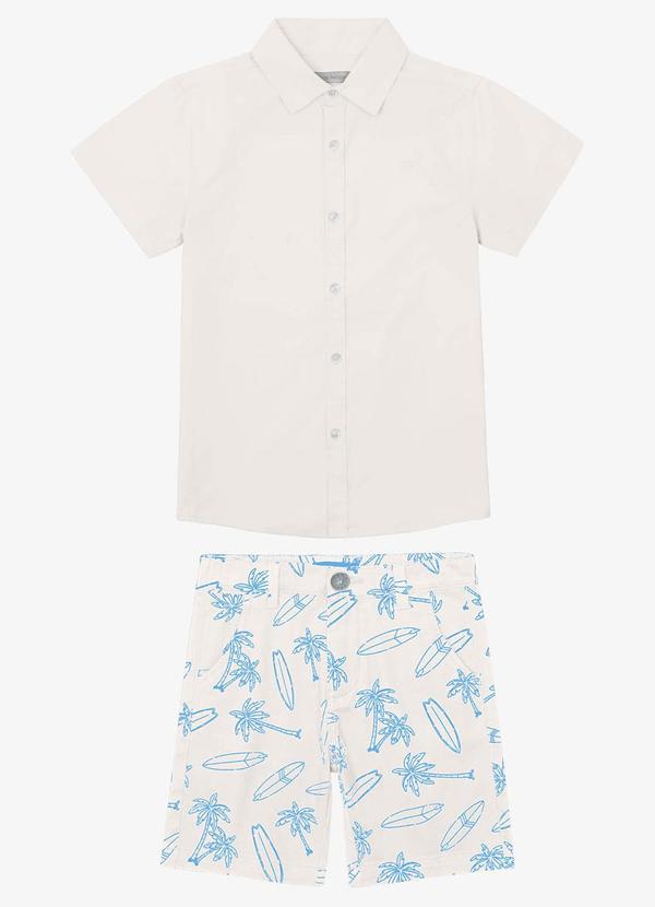Conjunto Masculino Blusa Polo e Bermuda Bege