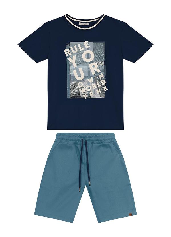 Conjunto Masculino Camiseta com Bermuda Azul