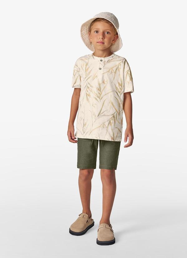 Conjunto Masculino Camiseta com Bermuda Bege