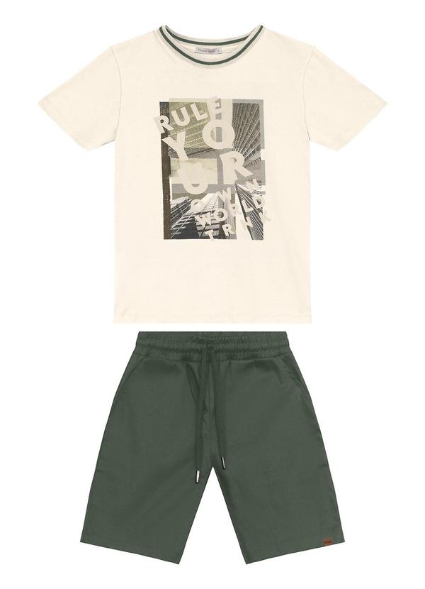 Conjunto Masculino Camiseta com Bermuda Bege
