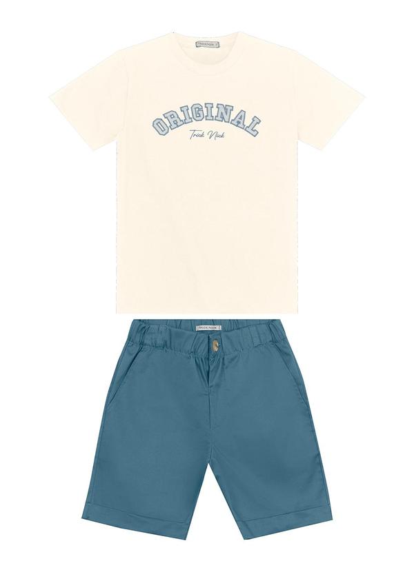 Conjunto Masculino Camiseta com Bermuda Bege