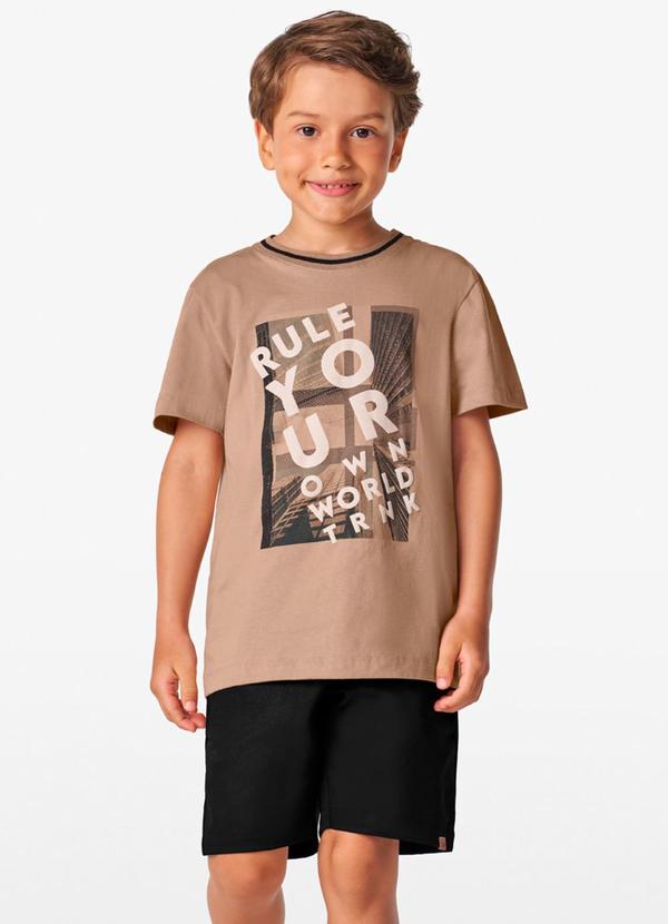 Vista 2 Conjunto Masculino Camiseta com Bermuda Marrom Trick Nick Trick Nick
