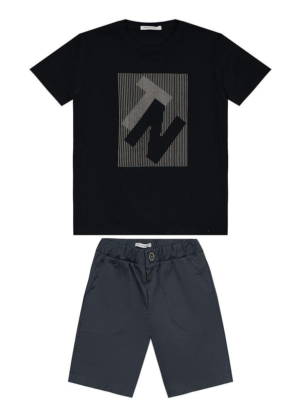 Vista 2 Conjunto Masculino Camiseta com Bermuda Preto Trick Nick Trick Nick