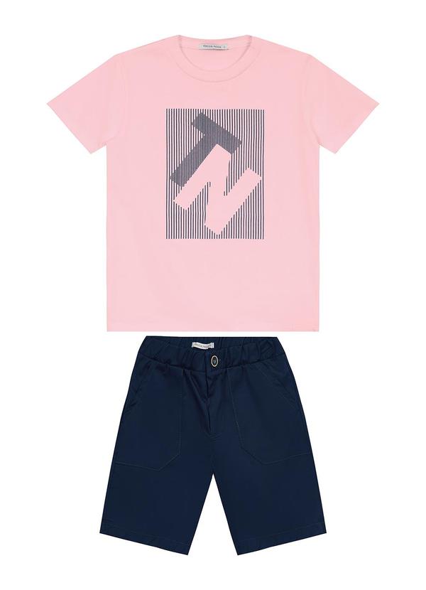Vista 2 Conjunto Masculino Camiseta com Bermuda Rosa Trick Nick Trick Nick