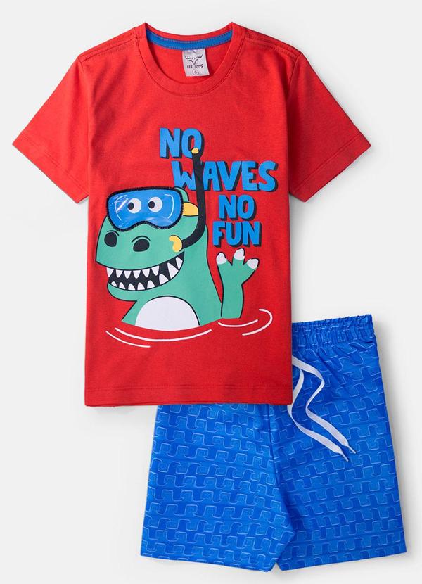 Vista 2 Conjunto Masculino no Waves Vermelho Keki Boys Keki Boys