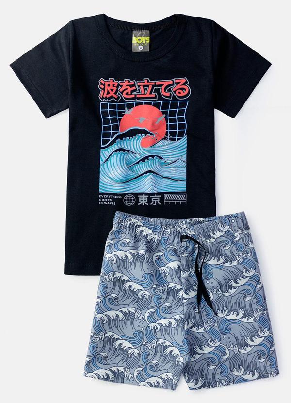 Vista 2 Conjunto Masculino Ondas Preto Boys Brigade Boys Brigade