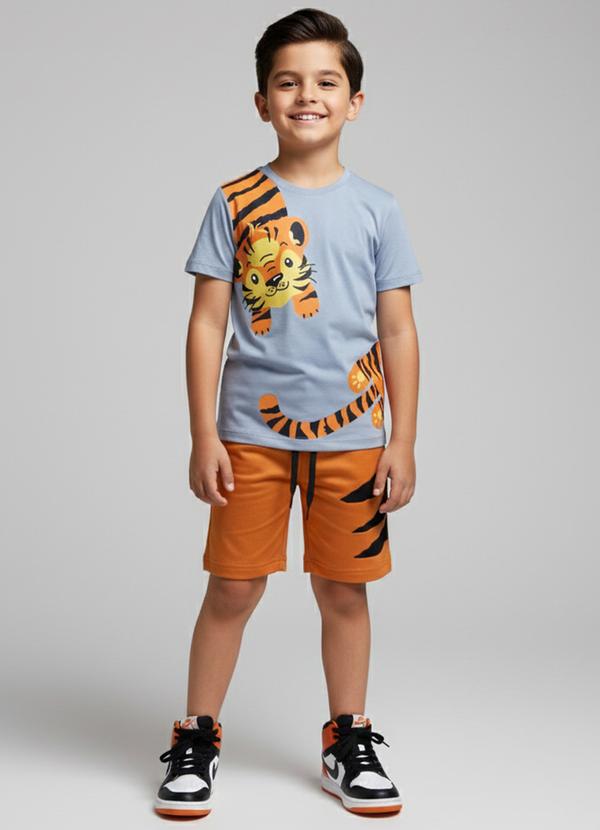 Vista 2 Conjunto Masculino Tigrinho Cinza Keki Boys Keki Boys
