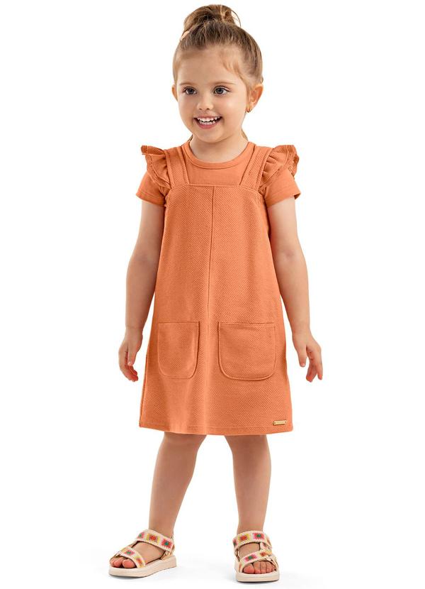 Conjunto Menina Blusa e Salopete Laranja