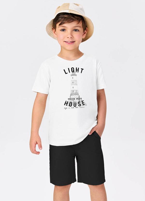 Vista 2 Conjunto Menina Camiseta com Bermuda Branco Trick Nick Trick Nick