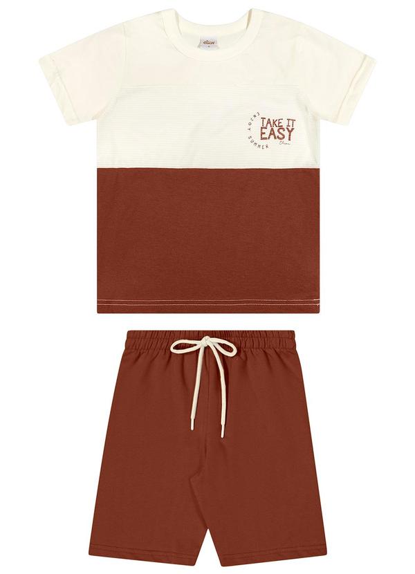 Conjunto Menino Bicolor Texturizado Bege