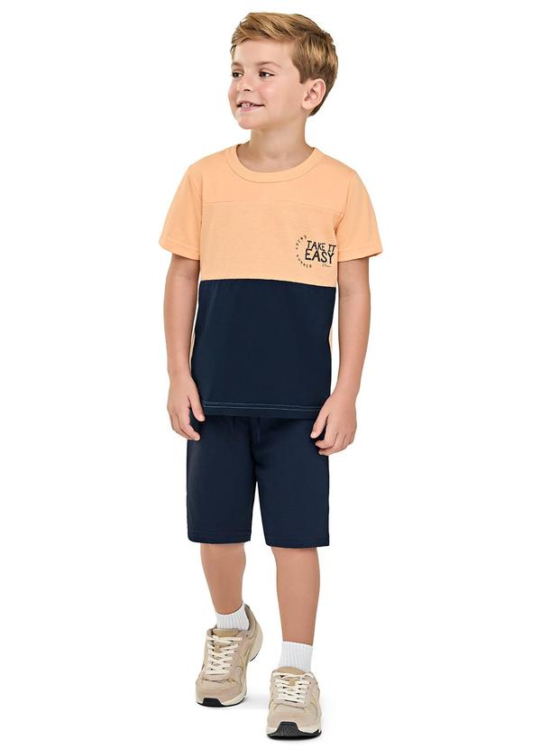 Conjunto Menino Bicolor Texturizado Laranja