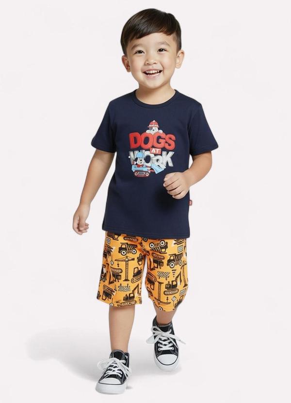 Conjunto Menino Cachorrinho Azul Marinho