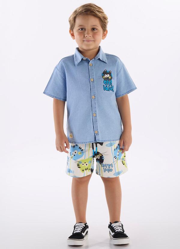Conjunto Menino Camisa e Bermuda Azul