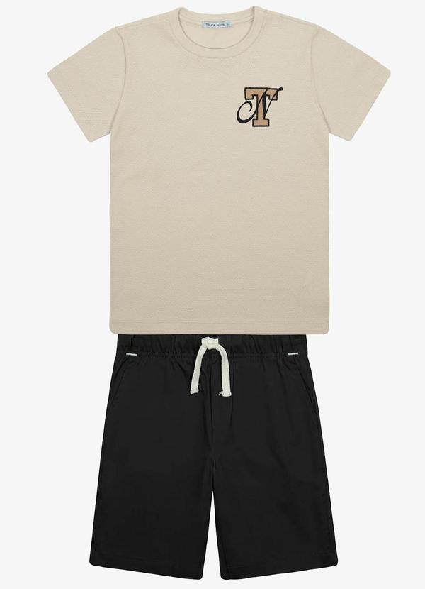 Vista 2 Conjunto Menino Camiseta com Bermuda Bege Trick Nick Trick Nick