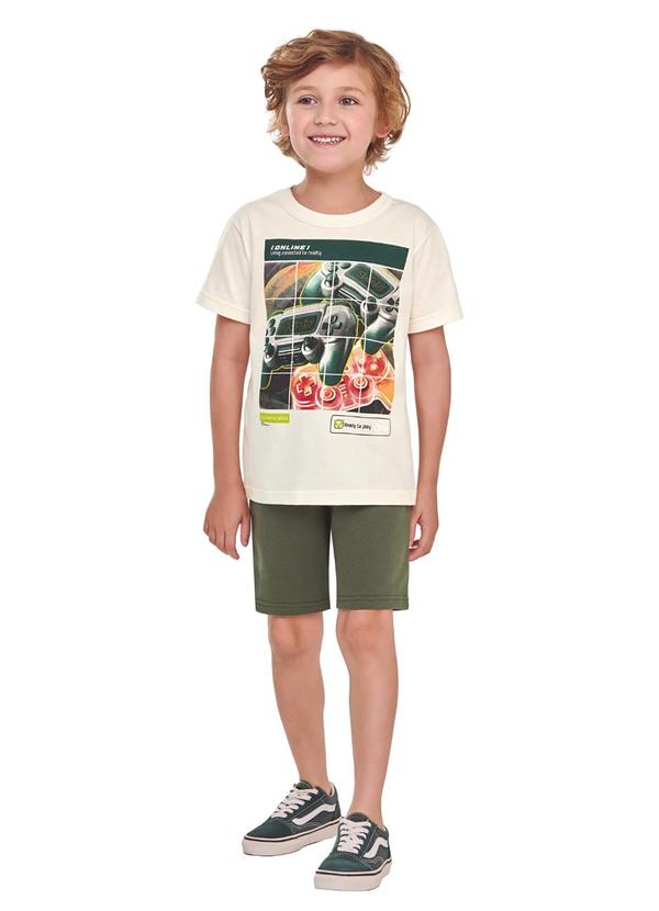 Conjunto Menino Camiseta e Bermuda Bege