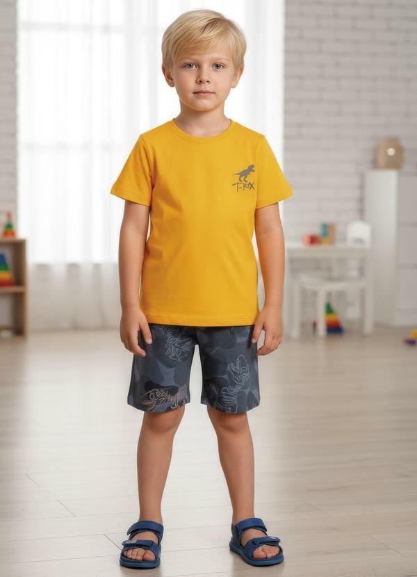 Conjunto Menino Camiseta e Bermuda Laranja