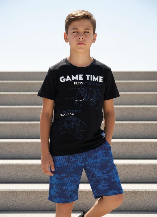 Conjunto Menino Camiseta e Bermuda Preto