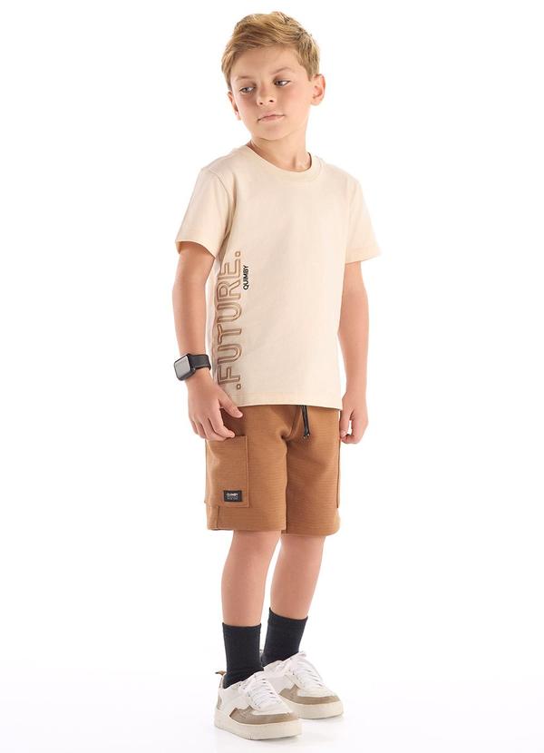 Conjunto Menino Camiseta e Bermuda Bege