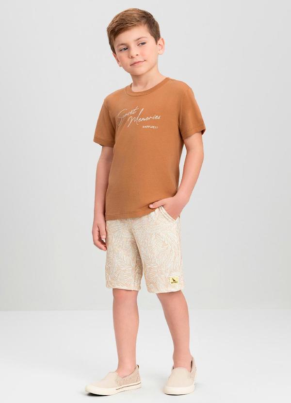 Conjunto Menino Camiseta e Bermuda Quimby Marrom
