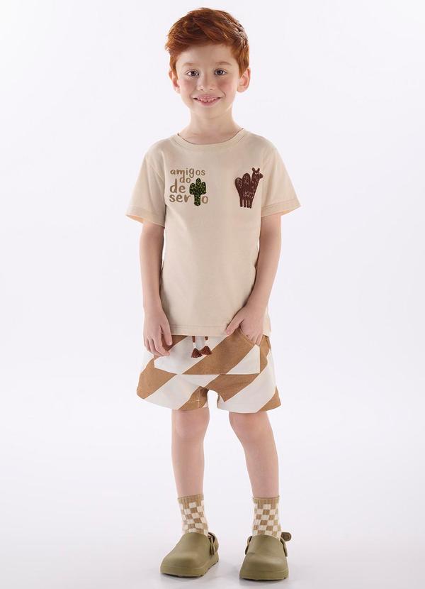 Conjunto Menino Camiseta e Short Bege