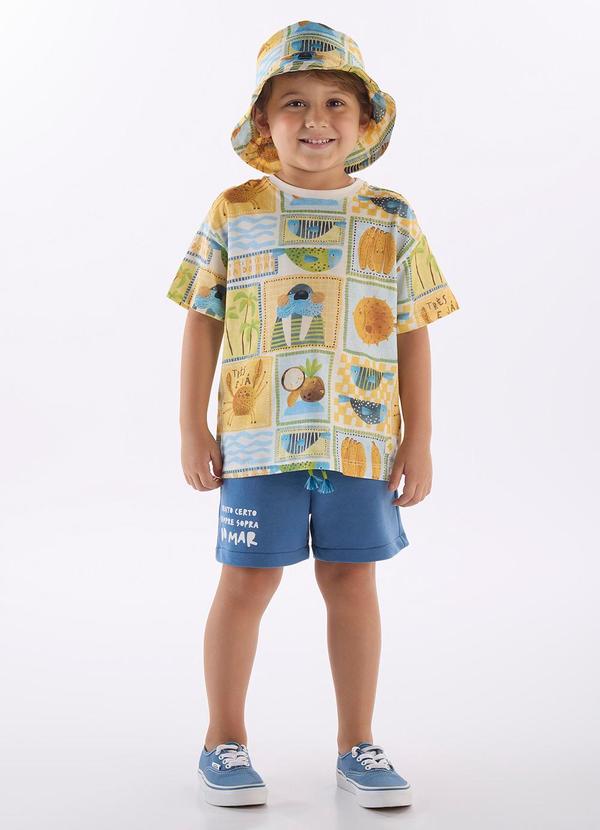 Vista 2 Conjunto Menino Camiseta e Short Três e Já Branco Três e Já