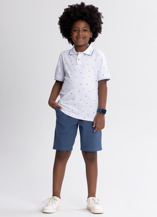 Conjunto Menino com Camisa Polo e Bermuda Branco