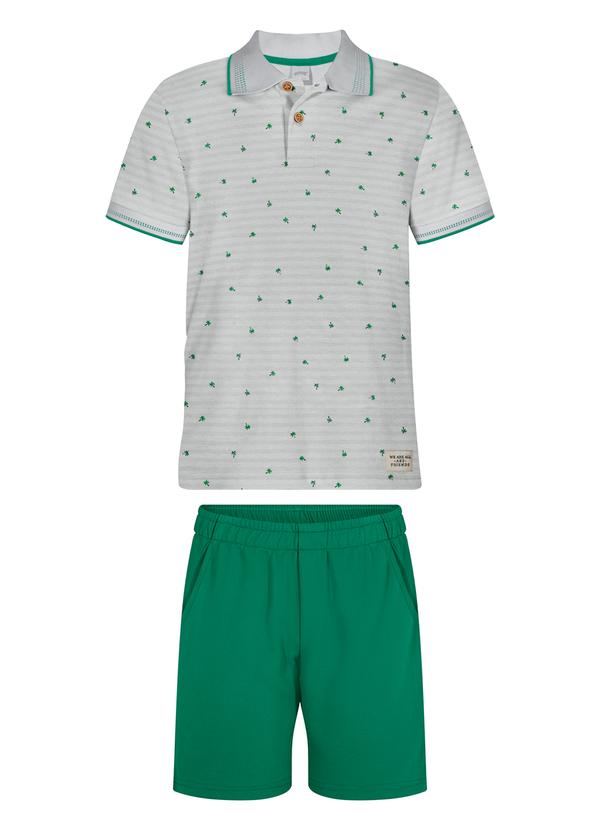 Conjunto Menino com Camisa Polo e Bermuda Cinza