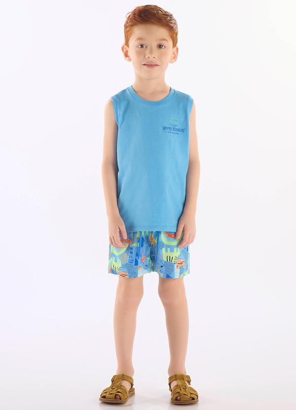 Vista 2 Conjunto Menino com Regata e Short Up Baby Azul Up Baby