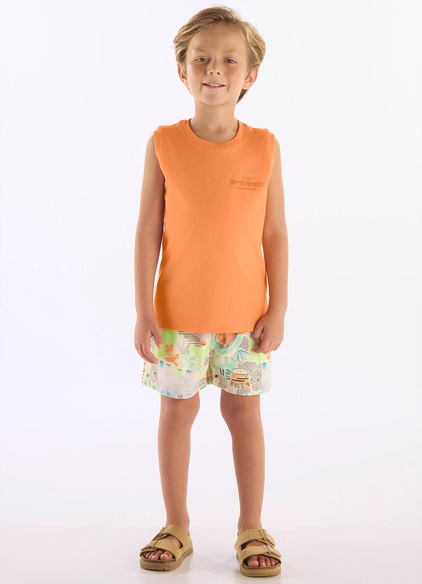 Vista 2 Conjunto Menino com Regata e Short Up Baby Laranja Up Baby
