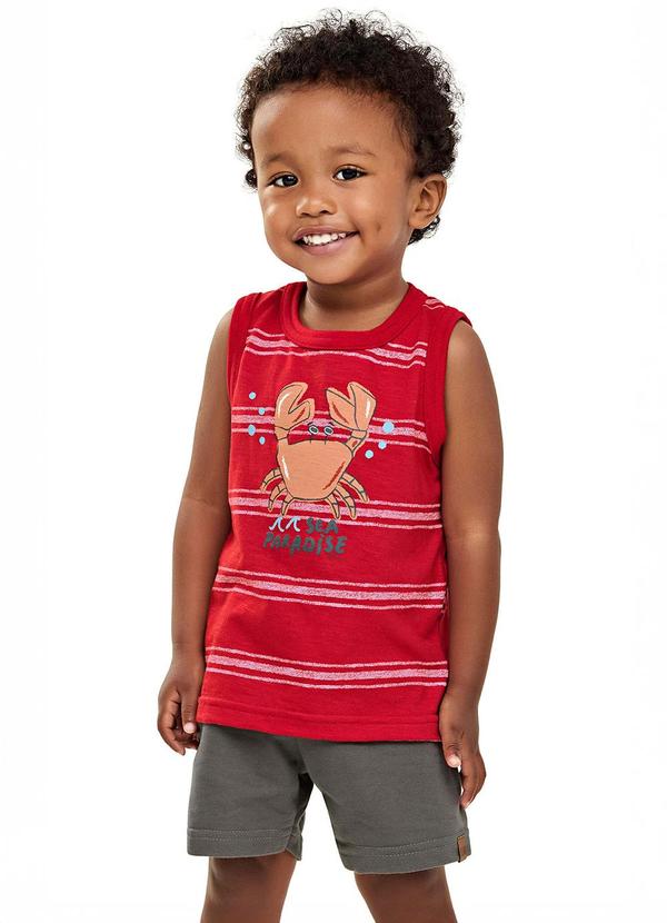 Vista 2 Conjunto Menino Curto Caranguejo Vermelho Elian Elian