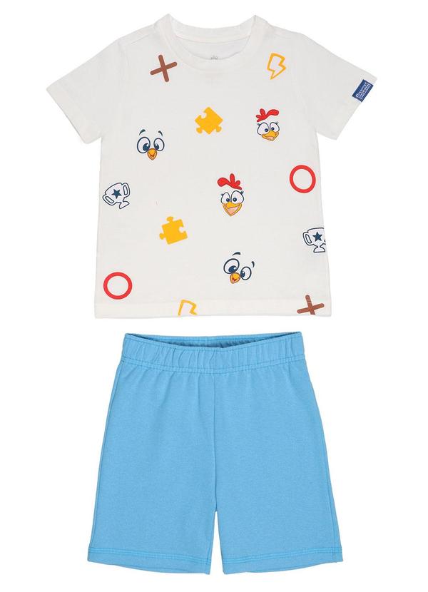 Vista 2 Conjunto Menino Galinha Pintadinha Branco/Azul Galinha Pintadinha